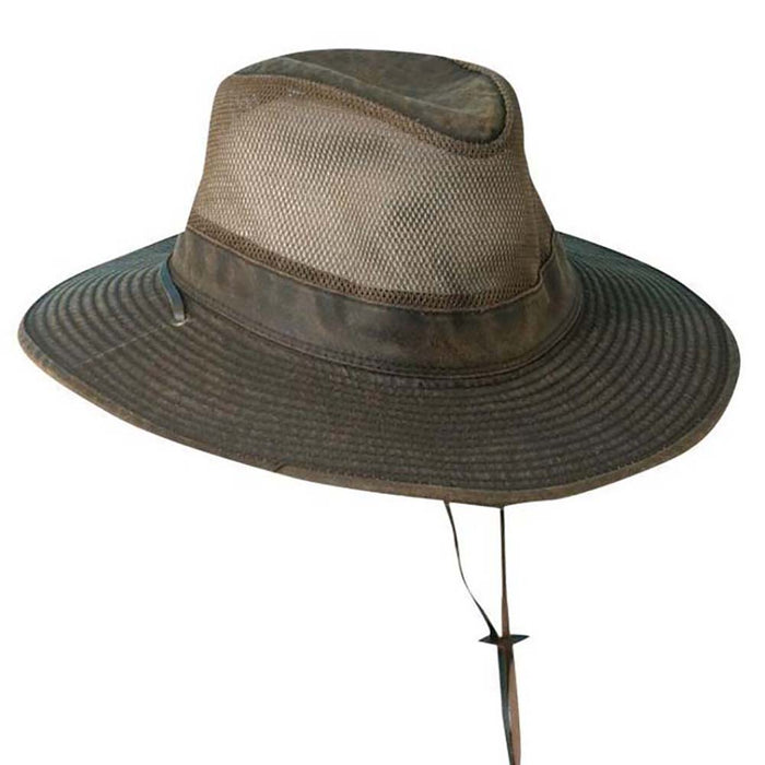 Weathered Cotton Safari Hat with Mesh Crown, up to 2XL Size - DPC Headwear Safari Hat Dorfman Hat Co. MC152BN5 Brown 2XL (63 cm)
