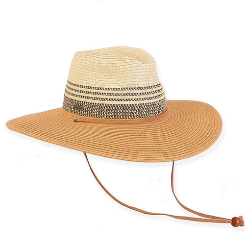 Wide Brim Gardening Hat with Chin Cord - Sun 'N' Sand Hats Safari Hat Sun N Sand Hats HH2902A Tan OS (57 cm)