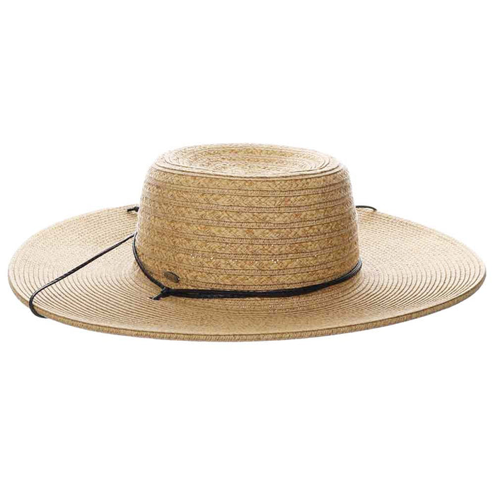 Wide Brim Straw Bolero Hat with Chin Cord - Scala Hats Bolero Hat Scala Hats LP382-TOA Toast OS (57.5 cm)