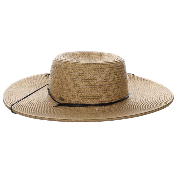 Wide Brim Straw Bolero Hat with Chin Cord - Scala Hats Bolero Hat Scala Hats