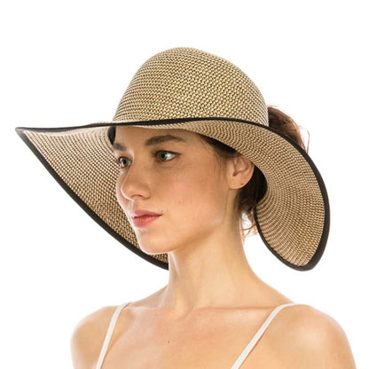 Wide Brim Straw Ponytail Facesaver Sun Hat - Boardwalk Hats Wide Brim Hat Boardwalk Style Hats