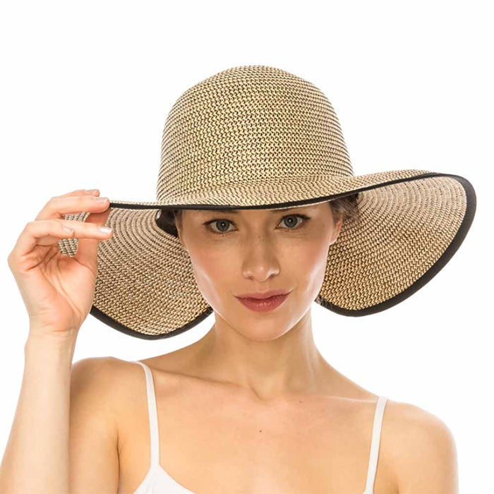 Wide Brim Straw Ponytail Facesaver Sun Hat - Boardwalk Hats Wide Brim Hat Boardwalk Style Hats