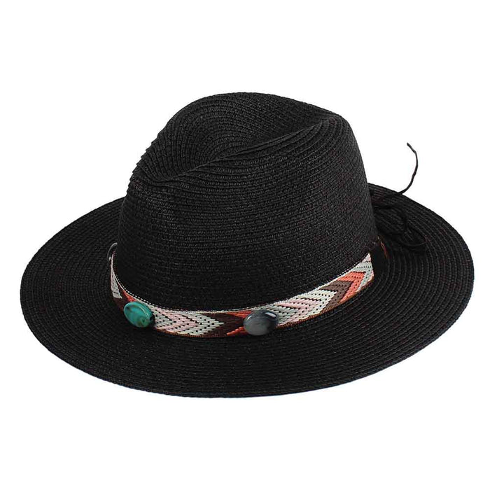 Women's Safari Hat with Chevron Band - Jeanne Simmons Hats Safari Hat Jeanne Simmons Accessories JS8460 Black Medium (57 cm)