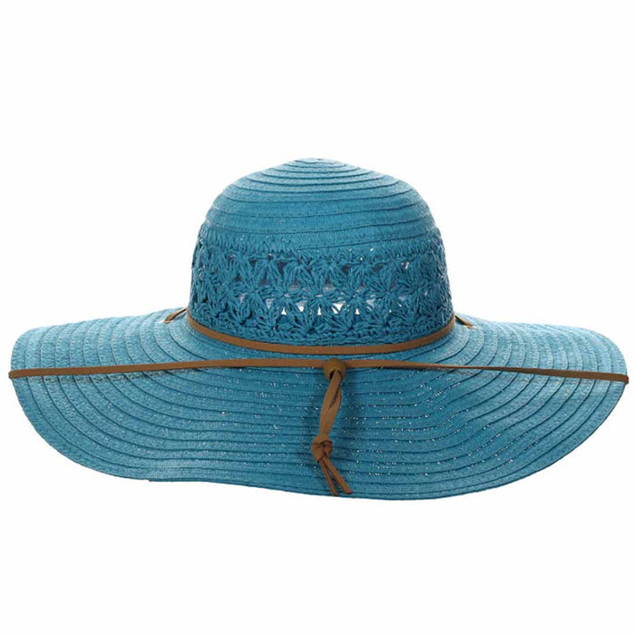 Women's Straw Beach Hat with Chin Cord - Cappelli Straworld Wide Brim Sun Hat Dorfman Hat Co.