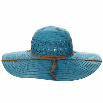 Women's Straw Beach Hat with Chin Cord - Cappelli Straworld Wide Brim Sun Hat Dorfman Hat Co.