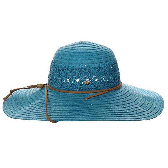 Women's Straw Beach Hat with Chin Cord - Cappelli Straworld Wide Brim Sun Hat Dorfman Hat Co.