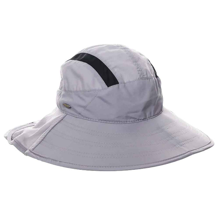 Women's Trail Hat with UV Blocking Neck Cape - Scala Collection Trail Hat Scala Hats LC842-LGY Light Grey S/M (55-57 cm)