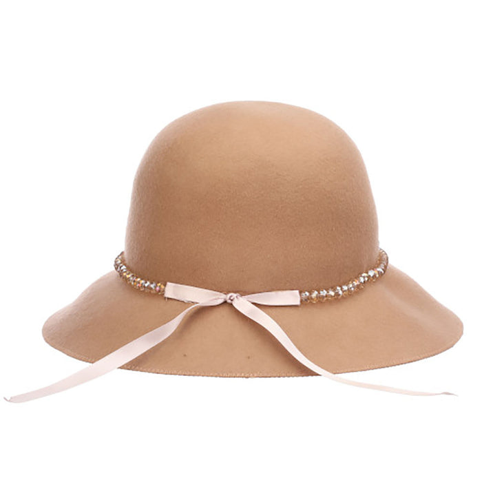 Wool Felt Cloche with Beaded Band - Scala Hat Cloche Scala Hats