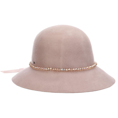 Wool Felt Cloche with Beaded Band - Scala Hat Cloche Scala Hats