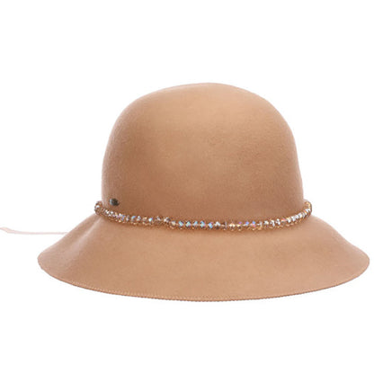 Wool Felt Cloche with Beaded Band - Scala Hat Cloche Scala Hats