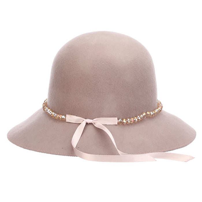 Wool Felt Cloche with Beaded Band - Scala Hat Cloche Scala Hats