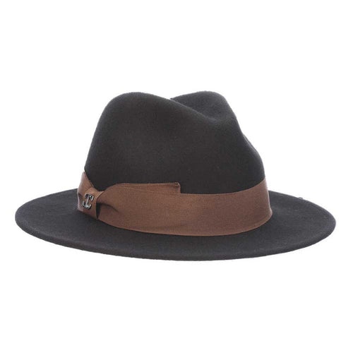 Wool Felt Fedora Hat with Red Satin Lining - Callanan Millinery Safari Hat Callanan Hats LV456 Black M/L (58.5 cm)