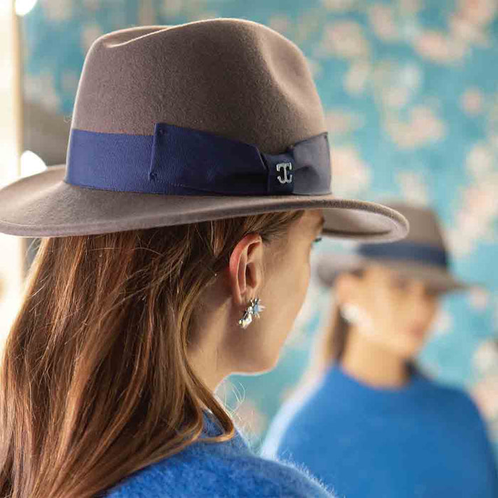 Wool Felt Fedora Hat with Red Satin Lining - Callanan Millinery Safari Hat Callanan Hats