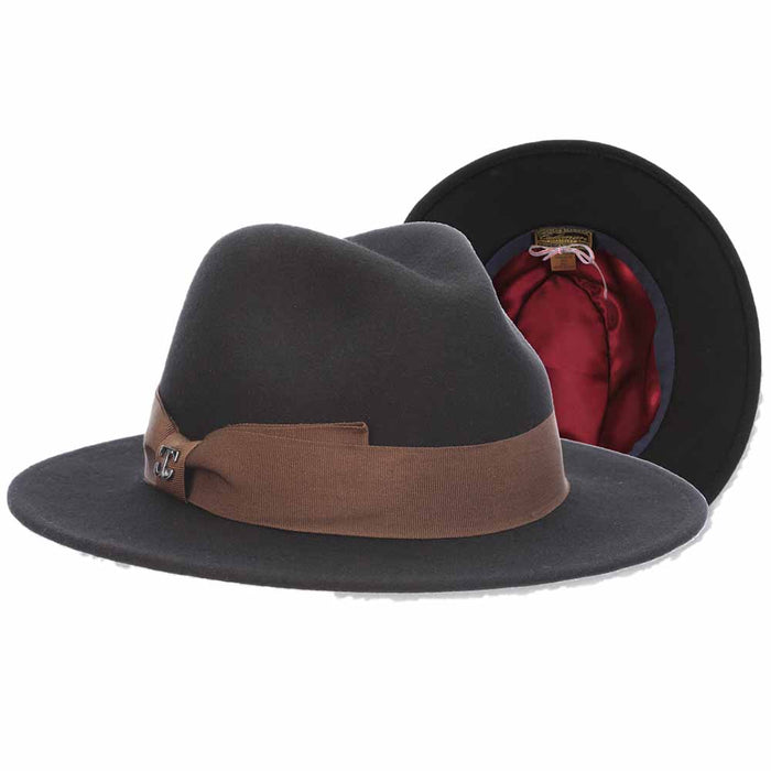 Wool Felt Fedora Hat with Red Satin Lining - Callanan Millinery Safari Hat Callanan Hats