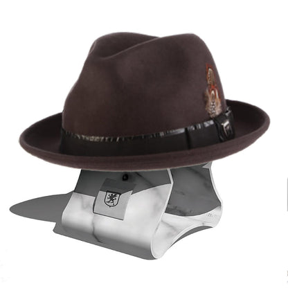 Wool Felt Fedora with Faux Crocodile Band - Stacy Adams Hats Safari Hat Stacy Adams Hats