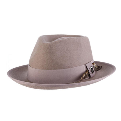 Wool Felt Fedora with Ribbon Bound Brim - Stacy Adams Hats Safari Hat Stacy Adams Hats