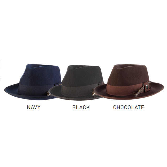 Wool Felt Fedora with Ribbon Bound Brim - Stacy Adams Hats Safari Hat Stacy Adams Hats SAW694 Brown X-Large (61 cm)