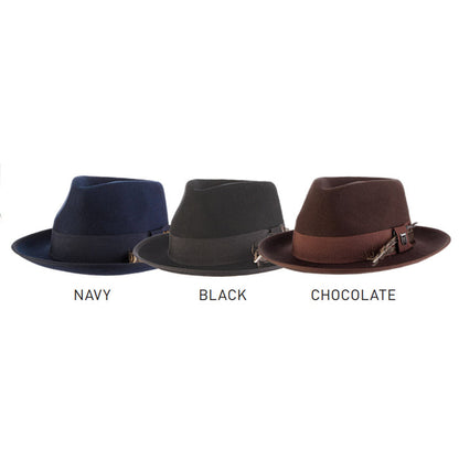 Wool Felt Fedora with Ribbon Bound Brim - Stacy Adams Hats Safari Hat Stacy Adams Hats SAW694 Brown X-Large (61 cm)