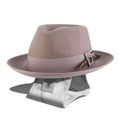 Wool Felt Fedora with Ribbon Bound Brim - Stacy Adams Hats Safari Hat Stacy Adams Hats