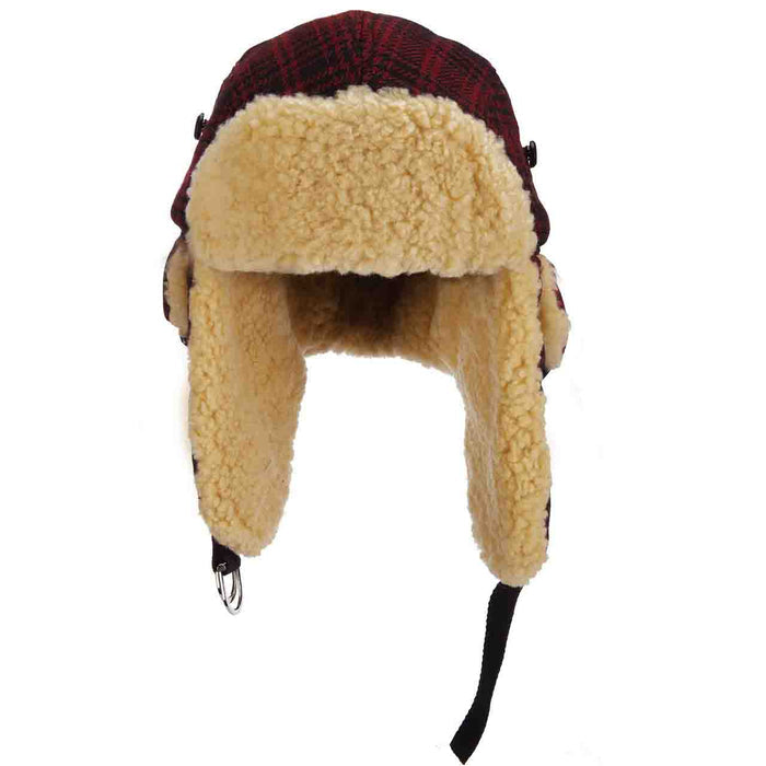 Woolrich Heritage Plaid Red and Black Wool Bomber Hat Trapper Hat Woolrich® Hats