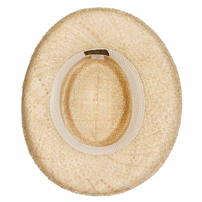 Woven Raffia Gambler Hat with Pineapple Tape Band - Scala Hats for Men Gambler Hat Scala Hats