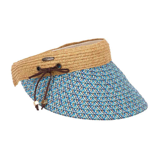 Woven Toyo Brim Clip On Sun Visor - Karen Keith Hats Visor Cap Great hats by Karen Keith PV89-B Blue