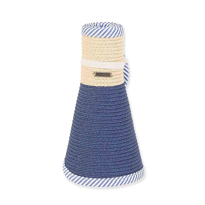 Wrap Around Visor Hat with Striped Trim - Sun 'N' Sand Hats Visor Cap Sun N Sand Hats