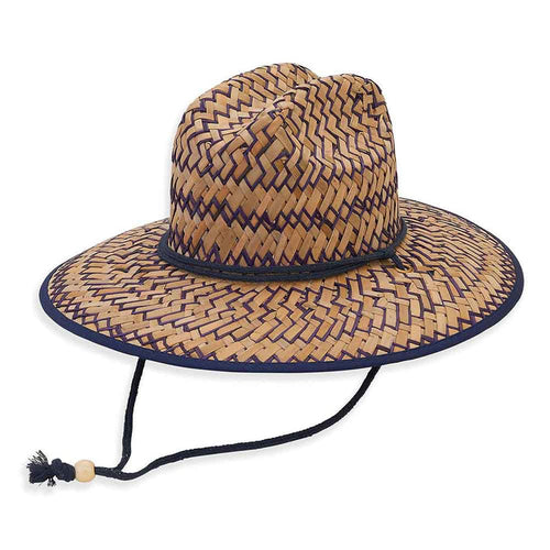 Zig Zag Rush Straw Lifeguard Hat for Small Heads - Sunny Dayz™ Hats Lifeguard Hat Sun N Sand Hats HK397 Natural Extra-Small (54 cm)